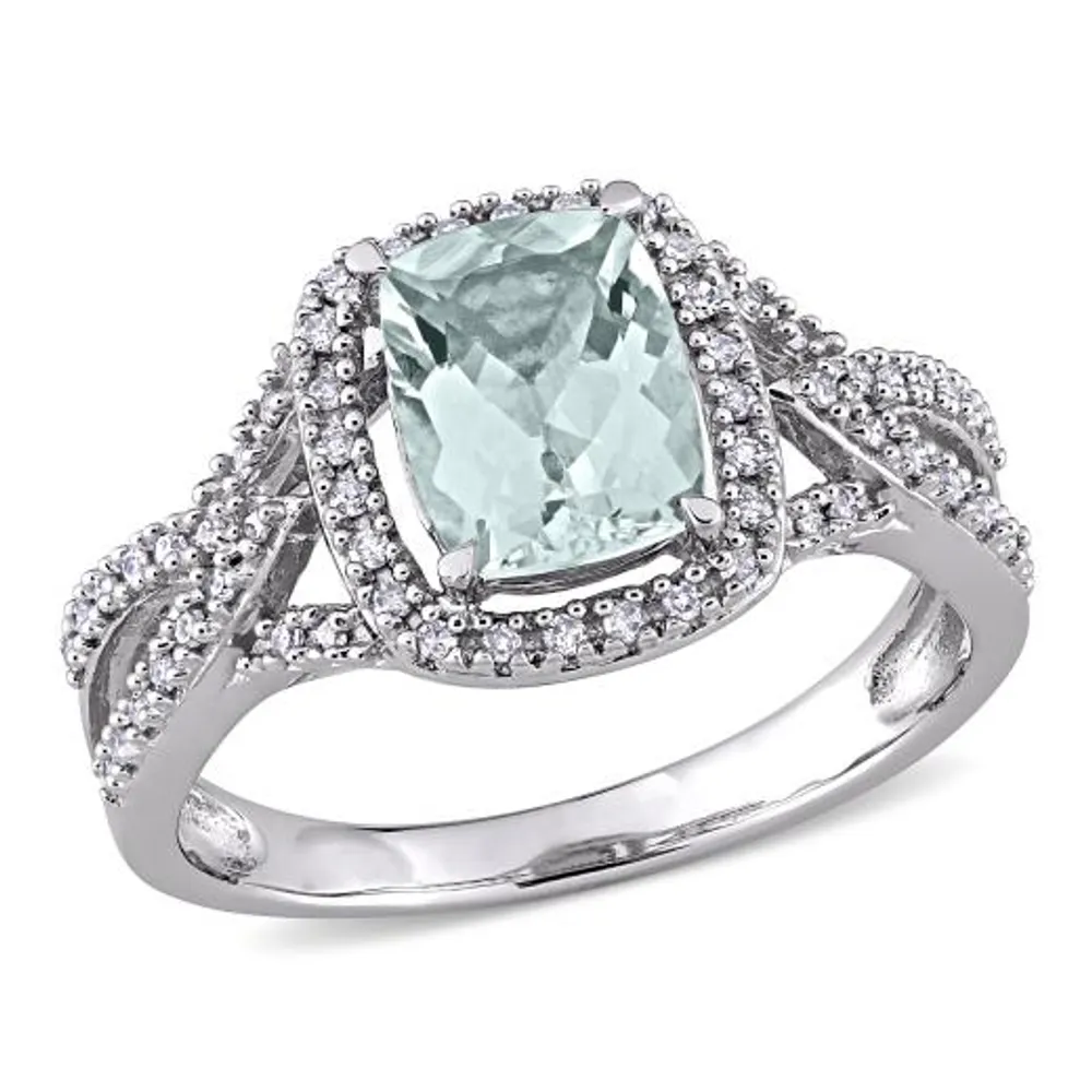 Julianna B 10K White Gold Aquamarine & 0.174CTW Diamond Ring