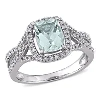 Julianna B 10K White Gold Aquamarine & 0.17CTW Diamond Ring