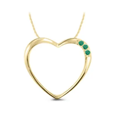 10K Yellow Gold Emerald Heart Pendant with Chain