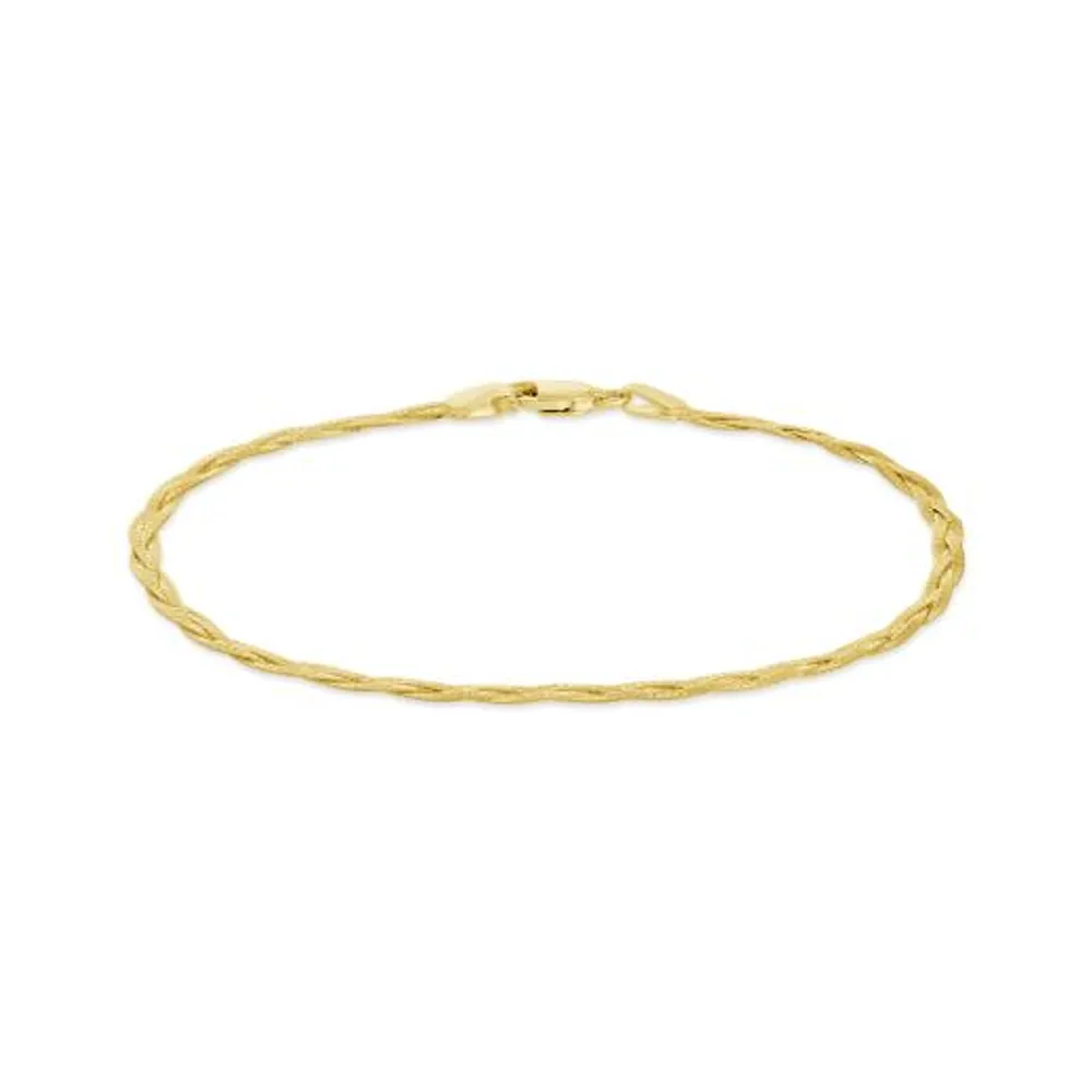 10K Yellow Gold 7.5" 2.7mm Braided Herringbone Bracelet