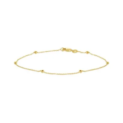 10K Yellow Gold 7.5" Diamond Cut Beads Bracelet