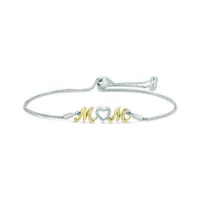 Sterling Silver 10K Yellow Gold 0.04CTW Diamond Mom Bracelet