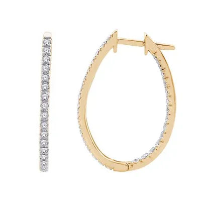 10K Yellow Gold .50CTW Diamond Hoop Earrings