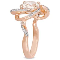 Julianna B Rose Plated Sterling Silver White Topaz Floral Interlaced Swirl Ring