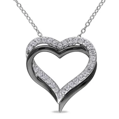 Julianna B Sterling Silver Created White Sapphire Heart Pendant