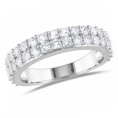 Julianna B Sterling Silver Created White Sapphire Double Row Ring