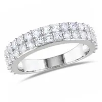 Julianna B Sterling Silver Created White Sapphire Double Row Ring