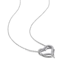 Julianna B Sterling Silver Created White Sapphire Crossover Heart Pendant