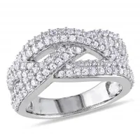 Julianna B Sterling Silver Created White Sapphire Braided Ring