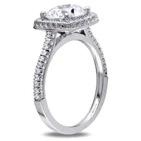 Julianna B Sterling Silver Halo Cubic Zirconia Engagement Ring