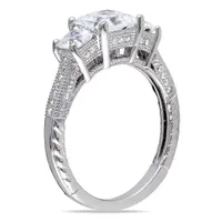 Julianna B Sterling Silver Cubic Zirconia Three-Stone Engagement Ring