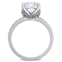 Julianna B 10K White Gold Created White Sapphire & 0.06CTW Diamond Bridal Ring
