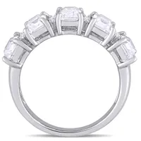 Julianna B 10K White Gold Created White Sapphire & 0.10CTW Diamond Ring