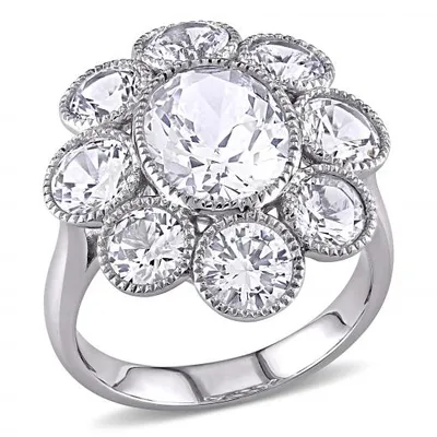 Julianna B 10K White Gold Created White Sapphire Floral Ring