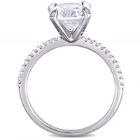 Julianna B 10K White Gold Created White Sapphire & 0.1CTW Diamond Bridal Ring