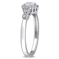 Julianna B Sterling Silver Created White Sapphire & 0.012CTW Diamond Heart Ring