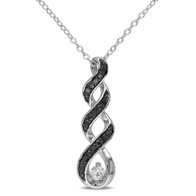 Julianna B Sterling Silver Black 0.10CTW Diamond & Created Sapphire Pendant