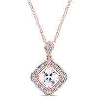 Julianna B Rose Plated Sterling Silver Created White Sapphire & Diamond Pendant