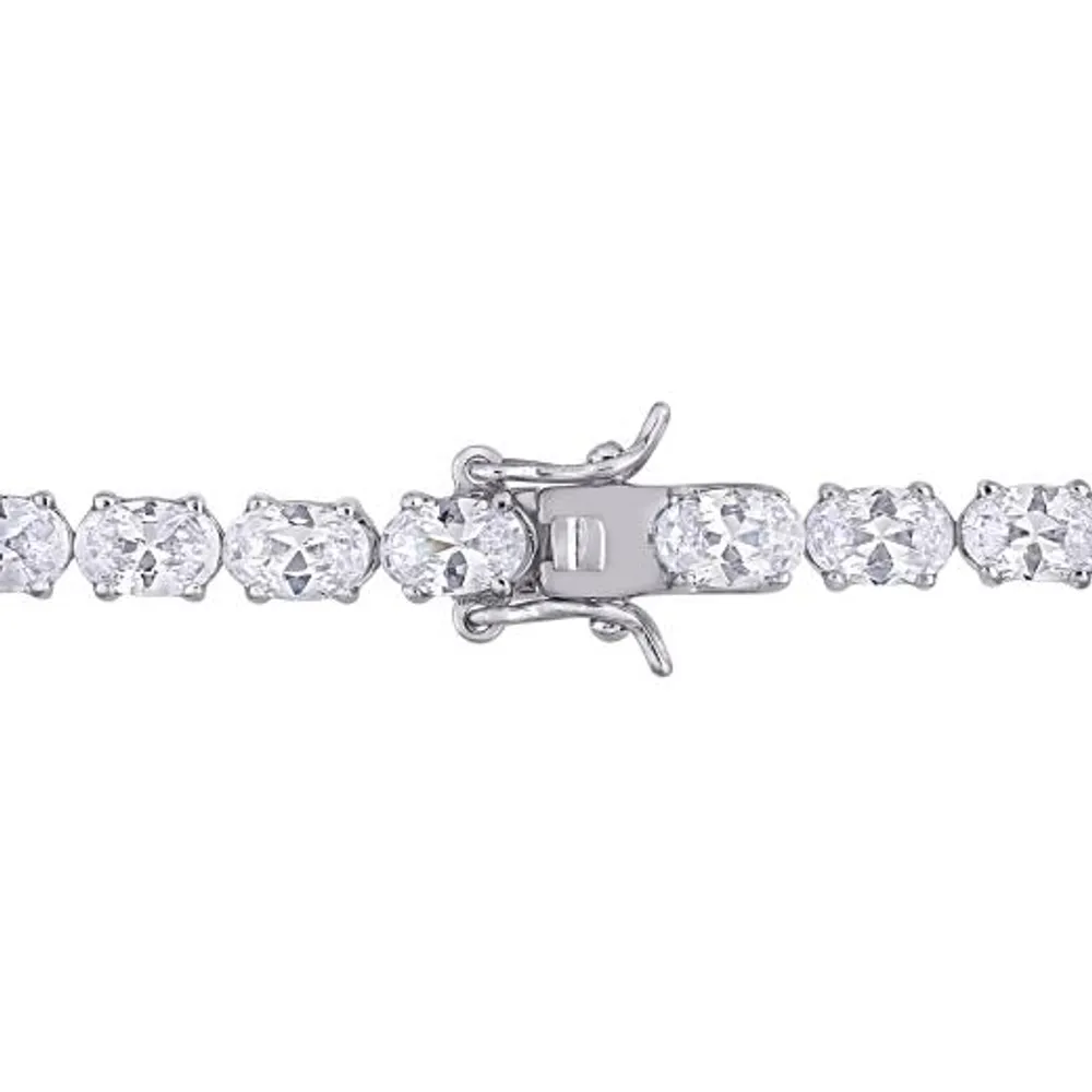 Julianna B Sterling Silver White Cubic Zirconia Oval Tennis Bracelet