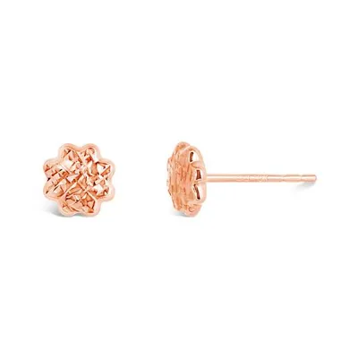 10K Rose Gold Diamond Cut Sunflower Earrings