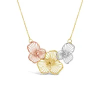 10K Tri-Colour 17" Flowers Necklace