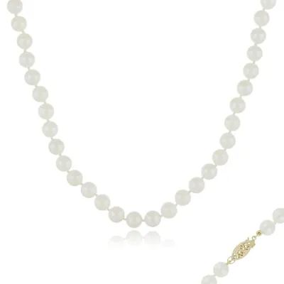 14K Yellow Gold 7mm Japanese Akoya Pearl Necklace