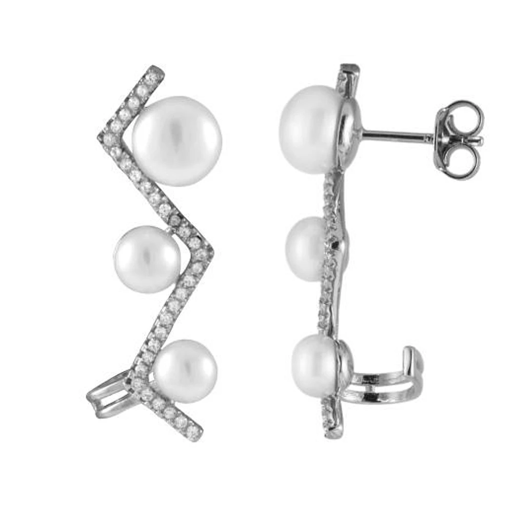 Sterling Silver 5-8mm Pearl Ear Cuffs