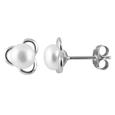 Sterling Silver 6-7mm Pearl Stud Earrings