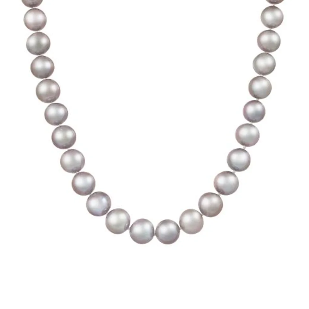 Sterling Silver 11-12mm Grey Freshwater Pearl Necklace
