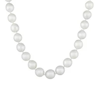 Sterling Silver 10-12mm White South Sea Pearl Necklace