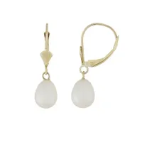 14K Yellow Gold 6.5-7mm Pearl Leverback Earrings