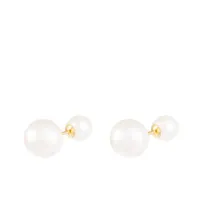 14K Yellow Gold Barbell 6-9.5mm Pearl Stud Earrings