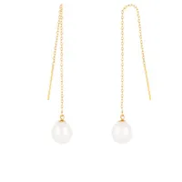 14K Yellow Gold 7.5-8mm Pearl Threader Earrings