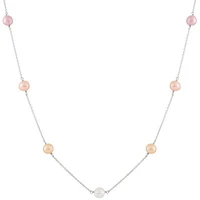 Sterling Silver 5 Stationed 7-8mm Pearl Necklace