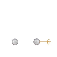 14K Yellow Gold Round 5-6mm Pearl Stud Earrings