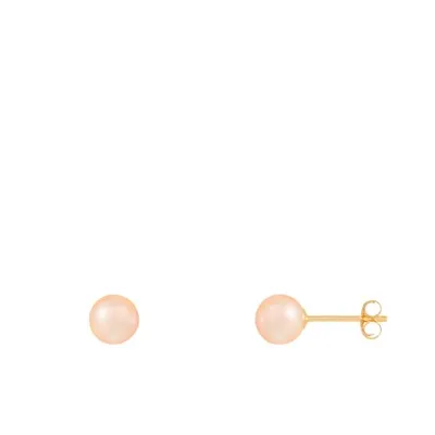 14K Gold Round 5-6mm Pearl Stud Earrings