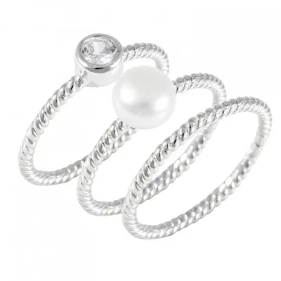 Stackable Sterling Silver 6-7mm Pearl Ring