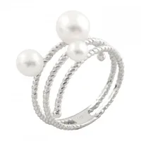 Sterling Silver Ribbed Shank Pearl Ring 4-5mm, 5-6mm, 6-7mm