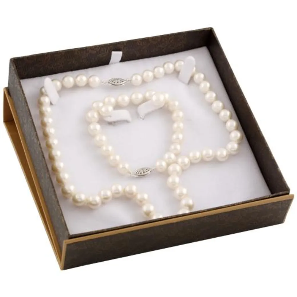 Sterling Silver 3 Piece White Freshwater 8-9mm Pearl Set