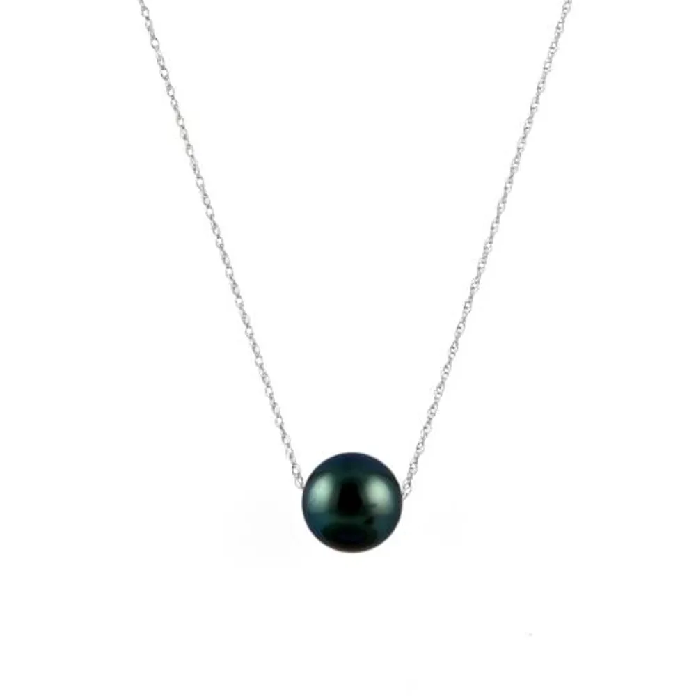 Sterling Silver 8-9mm Tahitian Pearl Slider Pendant