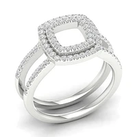 14K White Gold 0.50CTW Cushion Wrap Ring