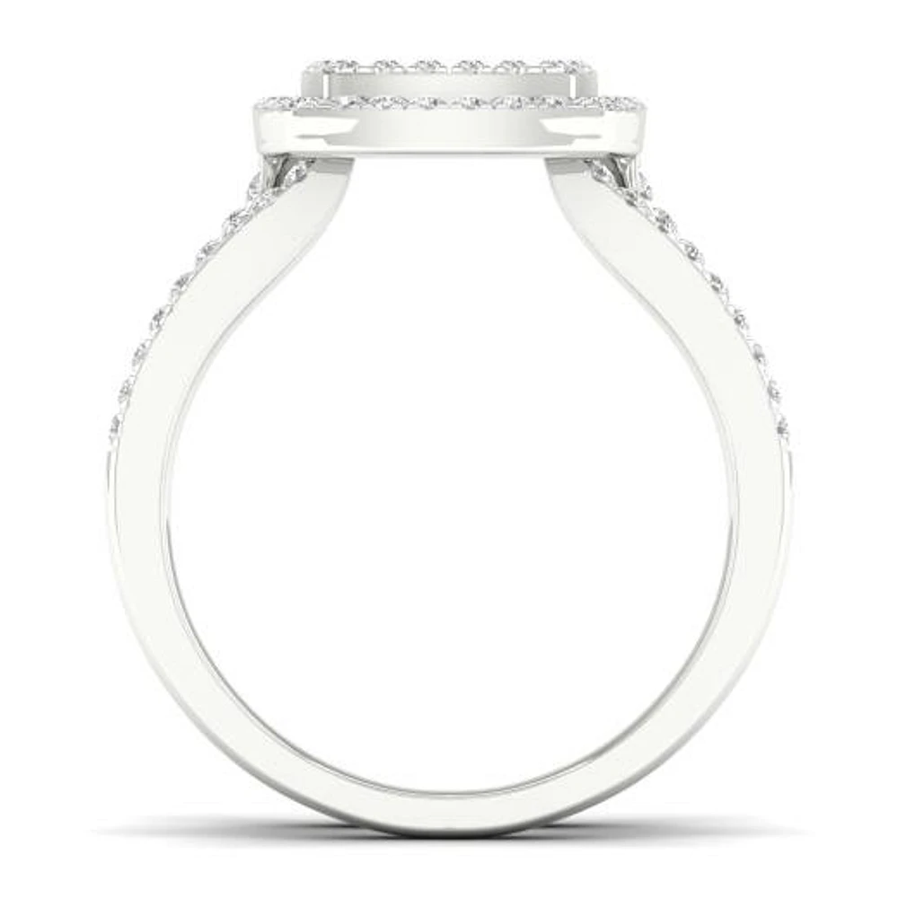 14K White Gold 0.50CTW Cushion Wrap Ring