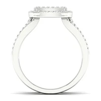 14K White Gold 0.50CTW Cushion Wrap Ring