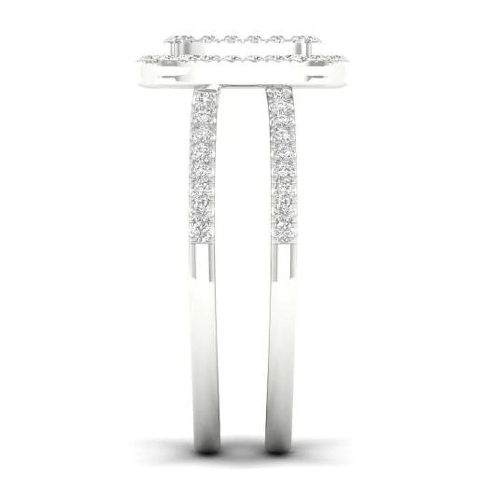 14K White Gold 0.50CTW Cushion Wrap Ring
