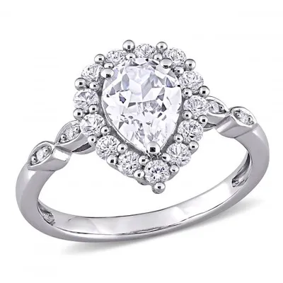 Julianna B 10K White Gold Created White Sapphire & Diamond Ring