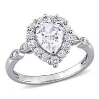 JULIANNA B 10K White Gold Created & Created White Sapphire & Diamond Ring