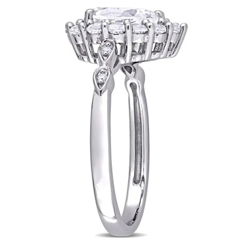 JULIANNA B 10K White Gold Created & Created White Sapphire & Diamond Ring