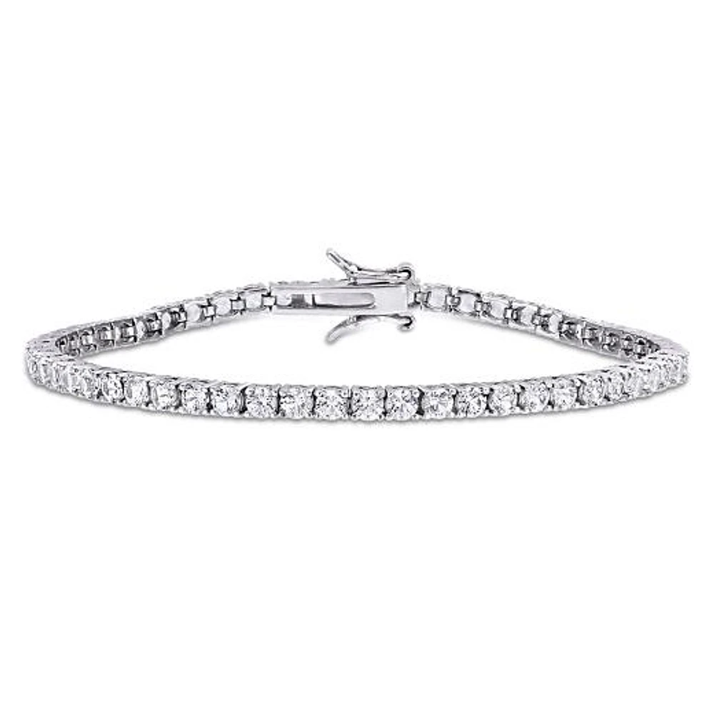 Julianna B Sterling Silver Created White Sapphire Tennis Bracelet 7"