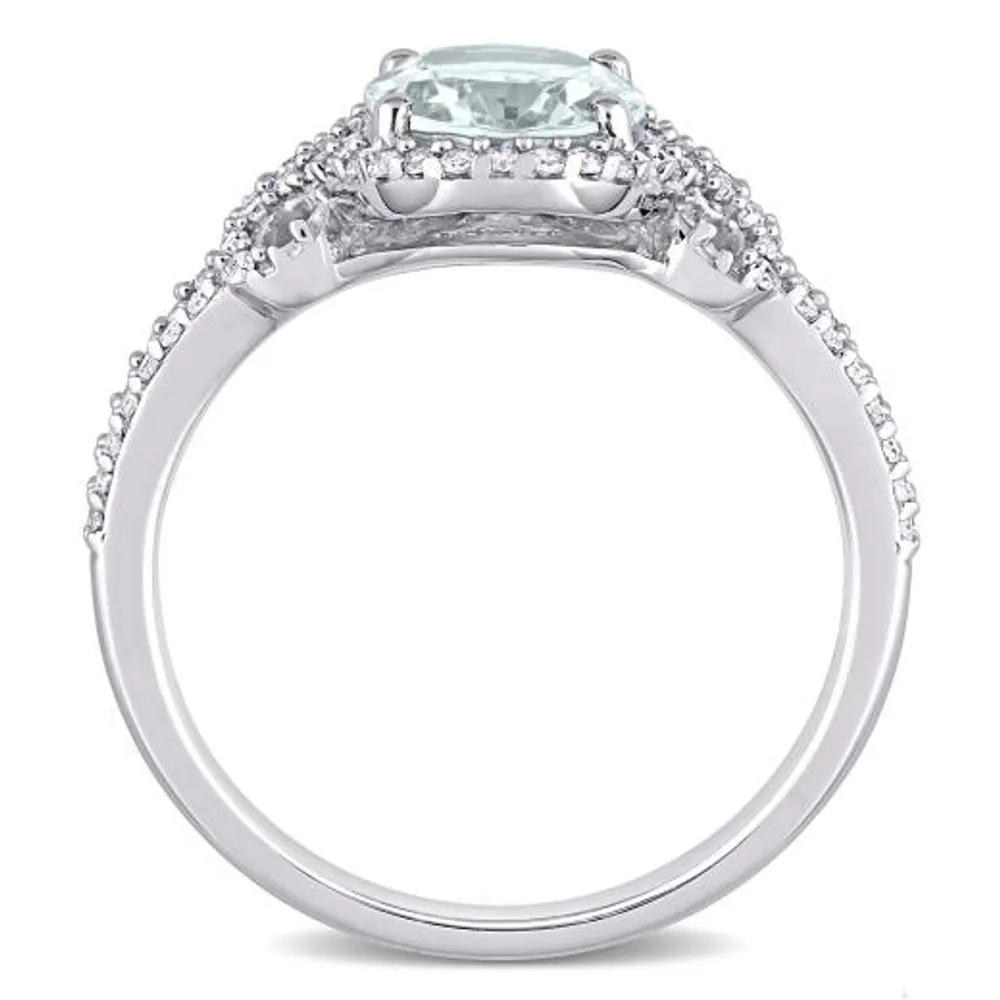 Julianna B 10K White Gold Aquamarine & 0.33CTW Diamond Ring