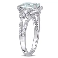 Julianna B 10K White Gold Aquamarine & 0.33CTW Diamond Ring